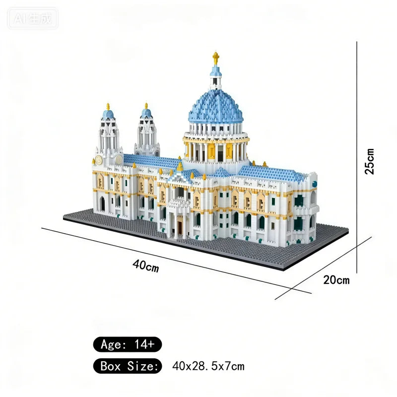 Micro Particle St. Paul's Cathedral Bausatz, realistisches architektonisches Modellbauset, pädagogisches STEM-Spielzeug und kreatives S