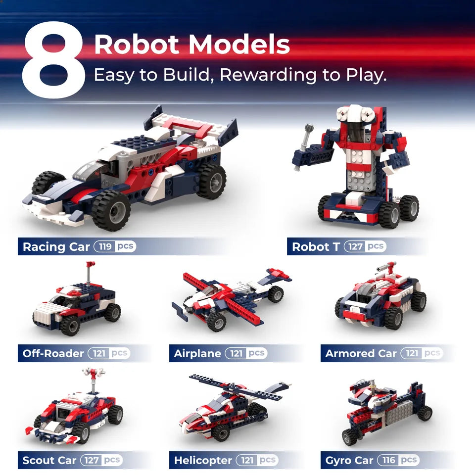 Apitor 8-in-1 STEM Baukasten-Set für Kinder, Lehrreiches DIY-Rennwagen-Robotik-Kit, Motorik-Spielzeug, Spaß für Jungen & Mädchen