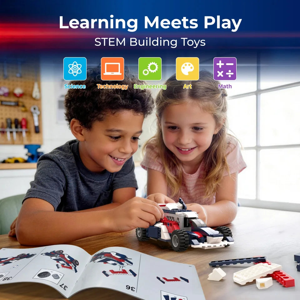 Apitor 8-in-1 STEM Baukasten-Set für Kinder, Lehrreiches DIY-Rennwagen-Robotik-Kit, Motorik-Spielzeug, Spaß für Jungen & Mädchen