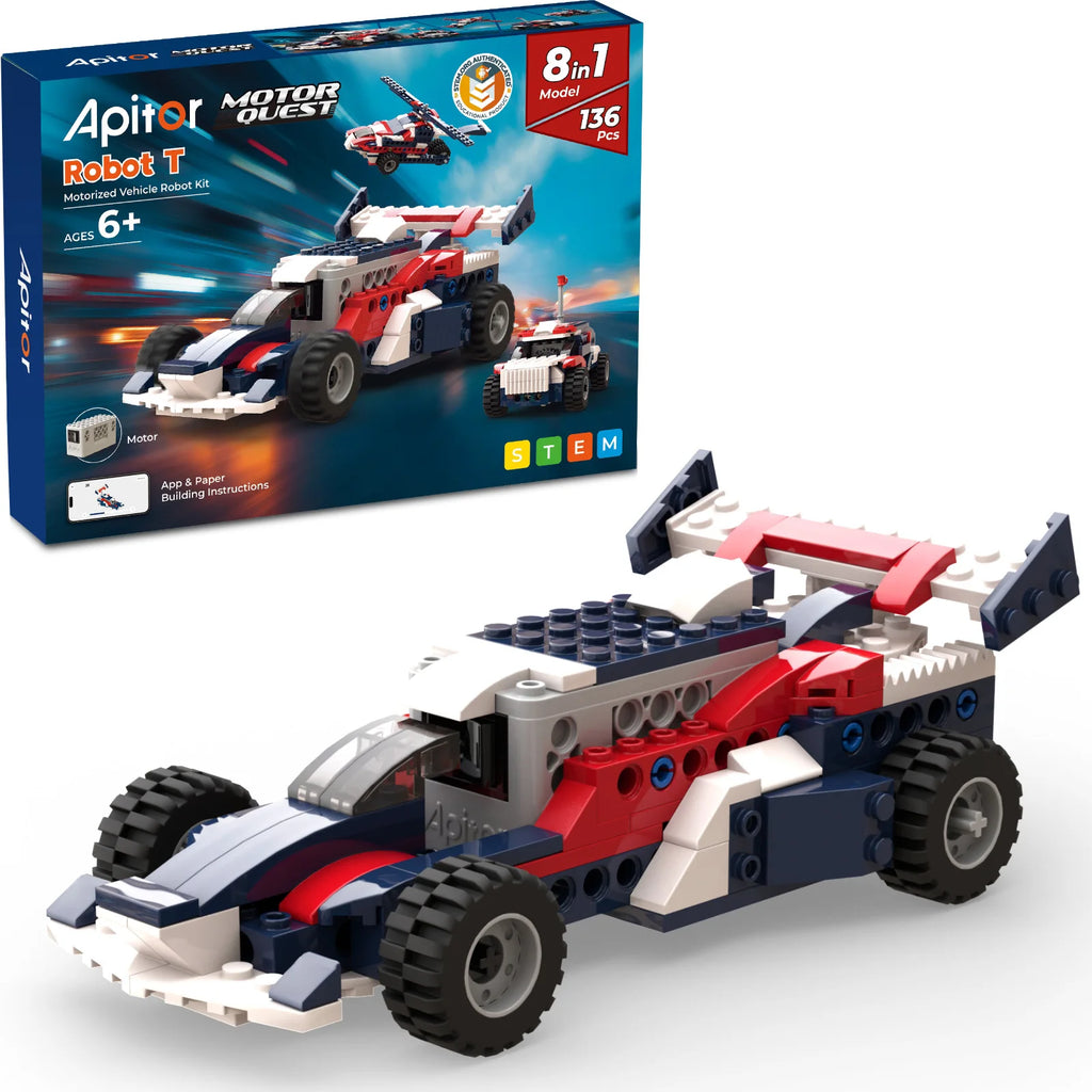 Apitor 8-in-1 STEM Baukasten-Set für Kinder, Lehrreiches DIY-Rennwagen-Robotik-Kit, Motorik-Spielzeug, Spaß für Jungen & Mädchen