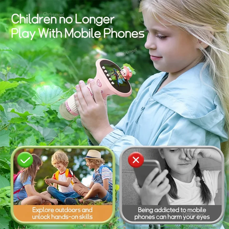 Chriyungel 1000X Handheld-Digitalmikroskop für Kinder, STEM-Wissenschaftsspielzeug mit LED-Licht für Foto, Video, Lernspielzeug, Geschenk