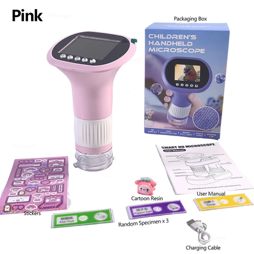 Chriyungel 1000X Handheld-Digitalmikroskop für Kinder, STEM-Wissenschaftsspielzeug mit LED-Licht für Foto, Video, Lernspielzeug, Geschenk