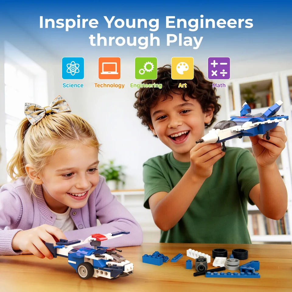 Apitor 12-in-1 STEM-Baukasten Kreatives Konstruktionsspielzeug App-Handbuch Kampfjet-Roboter DIY-Aktivität für Kinder ab 6 Jahren