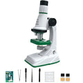 Kinder-Mikroskop-Set, 200 x 600 x 1200 x biologisches Wissenschafts-Stielspielzeug, Handlupe, Schule, pädagogisches Taschenmikroskop mit LED-Licht