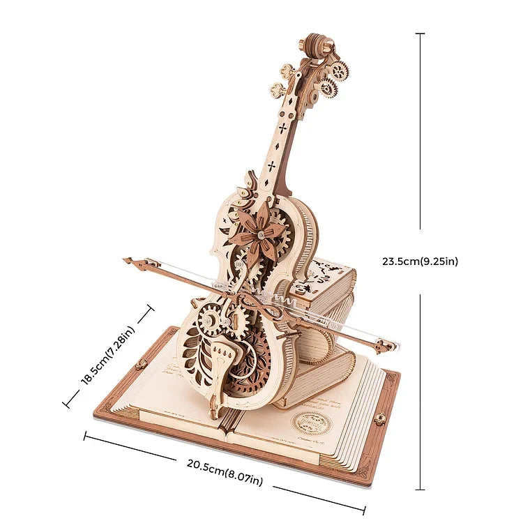 Robotime ROKR 3D-Holzpuzzle, magisches Cello, mechanische Spieluhr, beweglicher Stiel, lustiges kreatives Spielzeug für Kinder und Mädchen AMK63