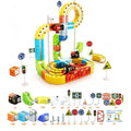 51/81/123PCS Magische Track Zug USB Aufladbare 3D Bausätze Cube Schienen STEM Pädagogisches Spielzeug Weihnachten geburtstag Geschenk