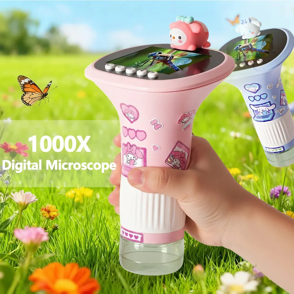 Chriyungel 1000X Handheld-Digitalmikroskop für Kinder, STEM-Wissenschaftsspielzeug mit LED-Licht für Foto, Video, Lernspielzeug, Geschenk